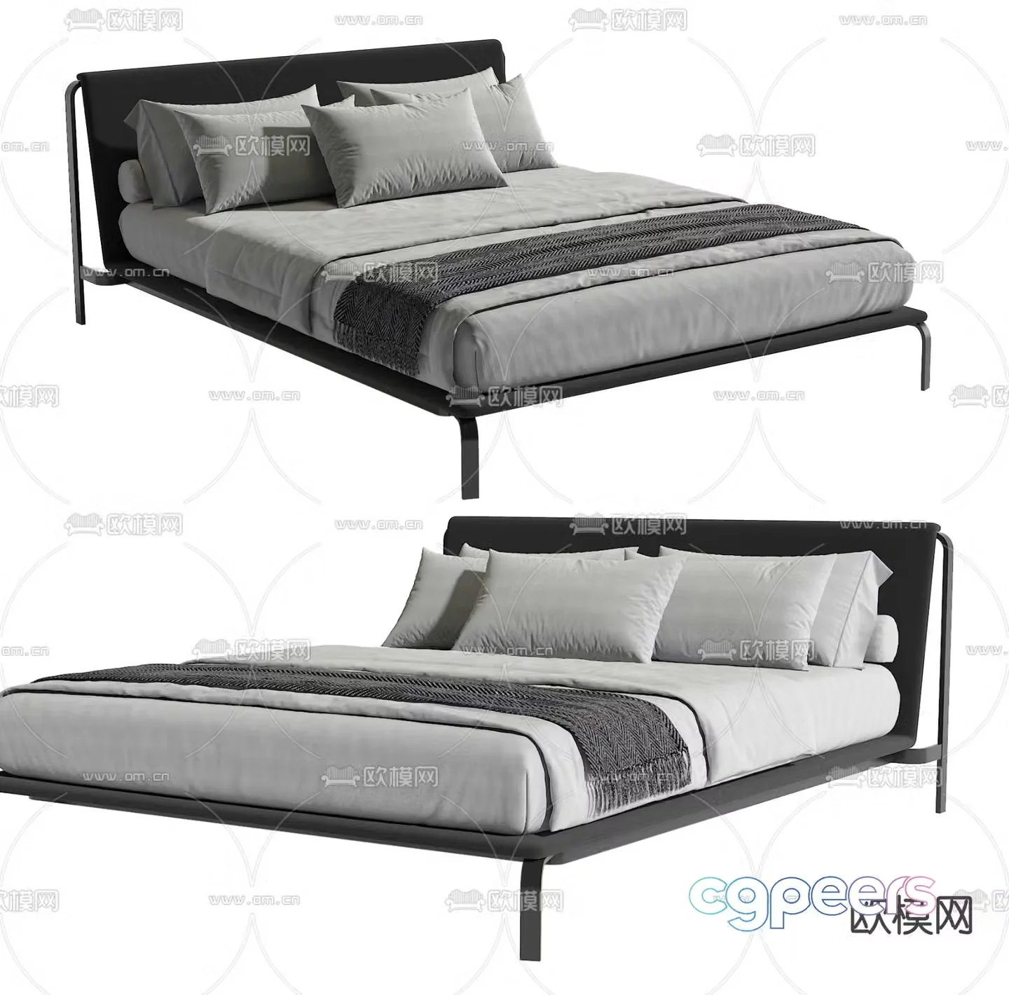 Modern double bed 3d model