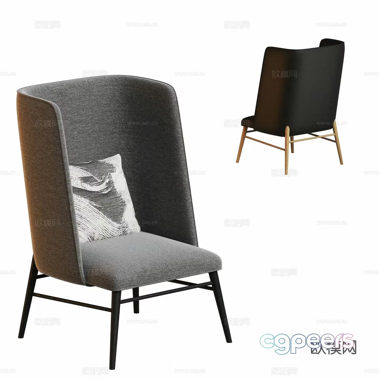 Modern leisure chair high back chair 3d model
