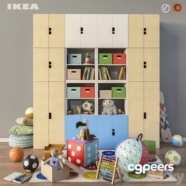 3ds Max Free – Modular furniture, accessories and toys IKEA set 3