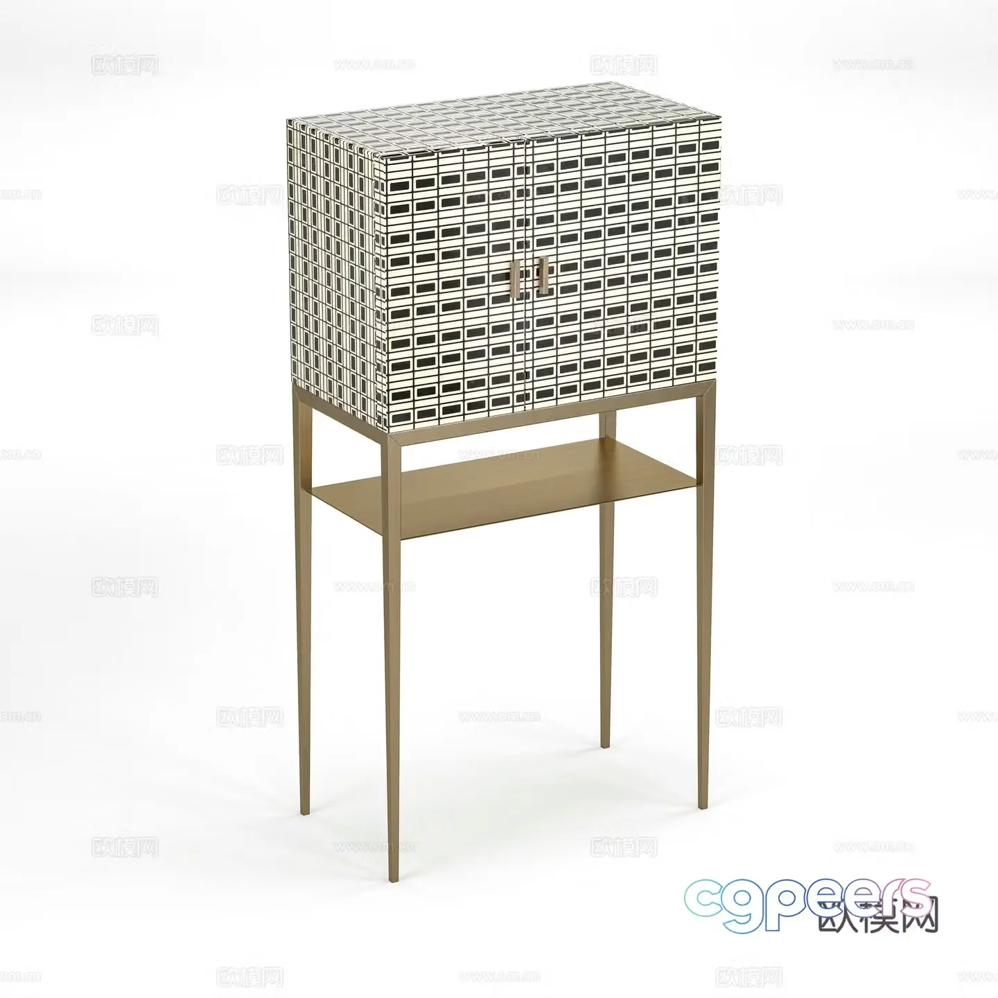 Light luxury decorative high cabinet high-legged cabinet 3D model