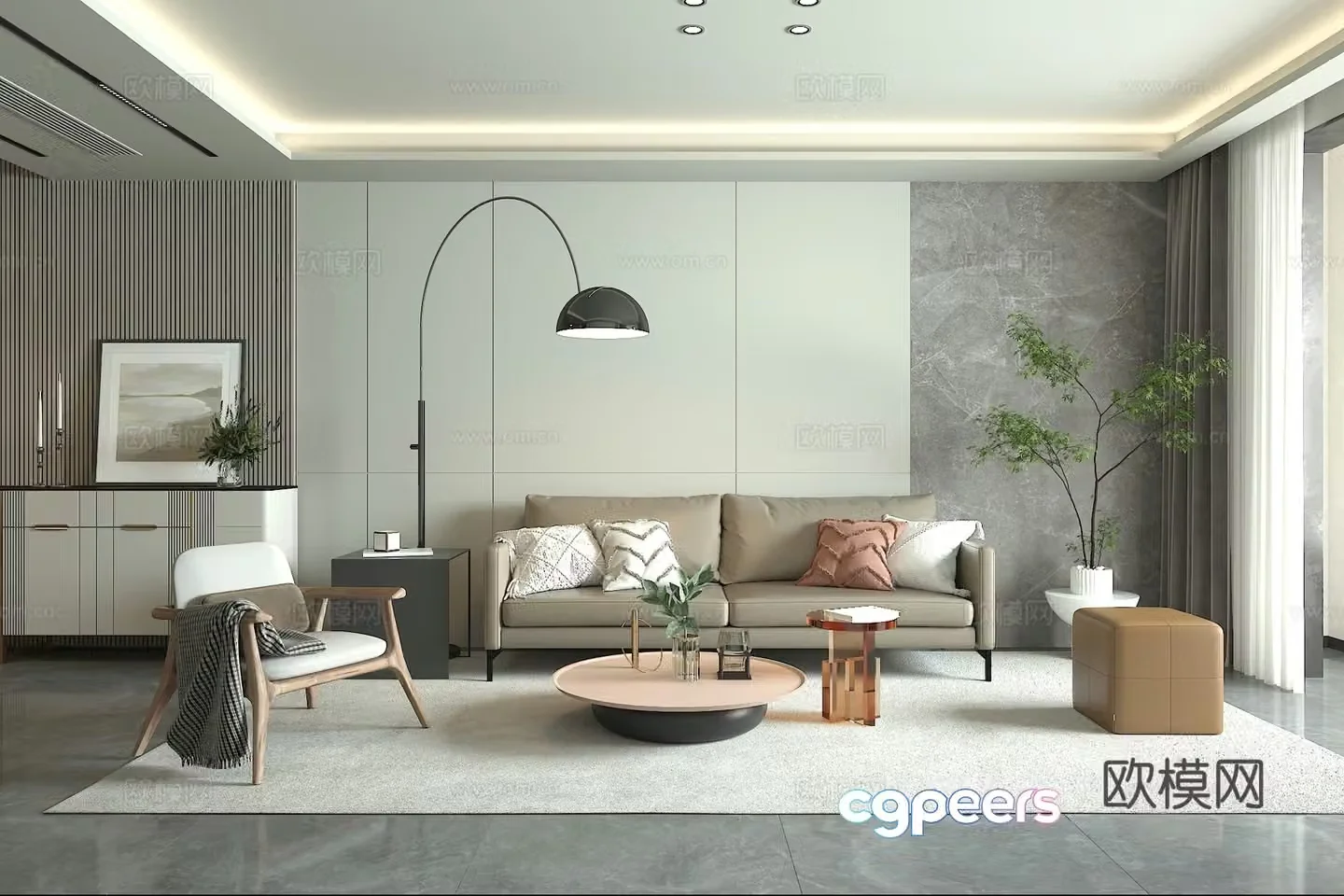 Modern living room sofa combination 3d model