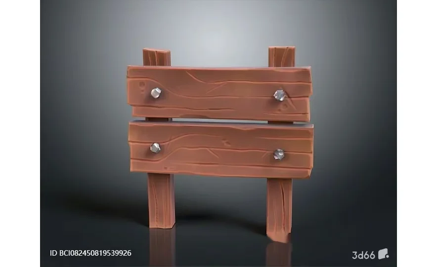 Wooden Sign With Metal Bolts 3D Model – 703 – VRAY Render