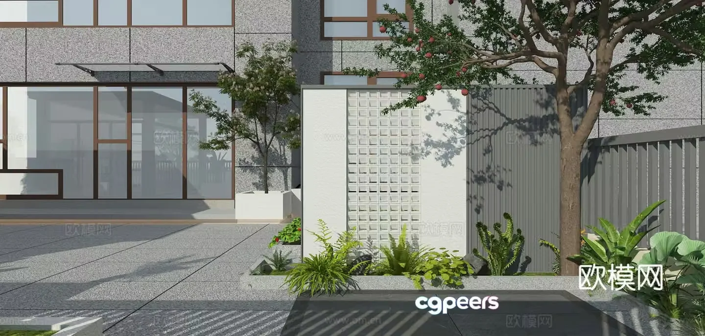 Modern minimalist courtyard 3d model