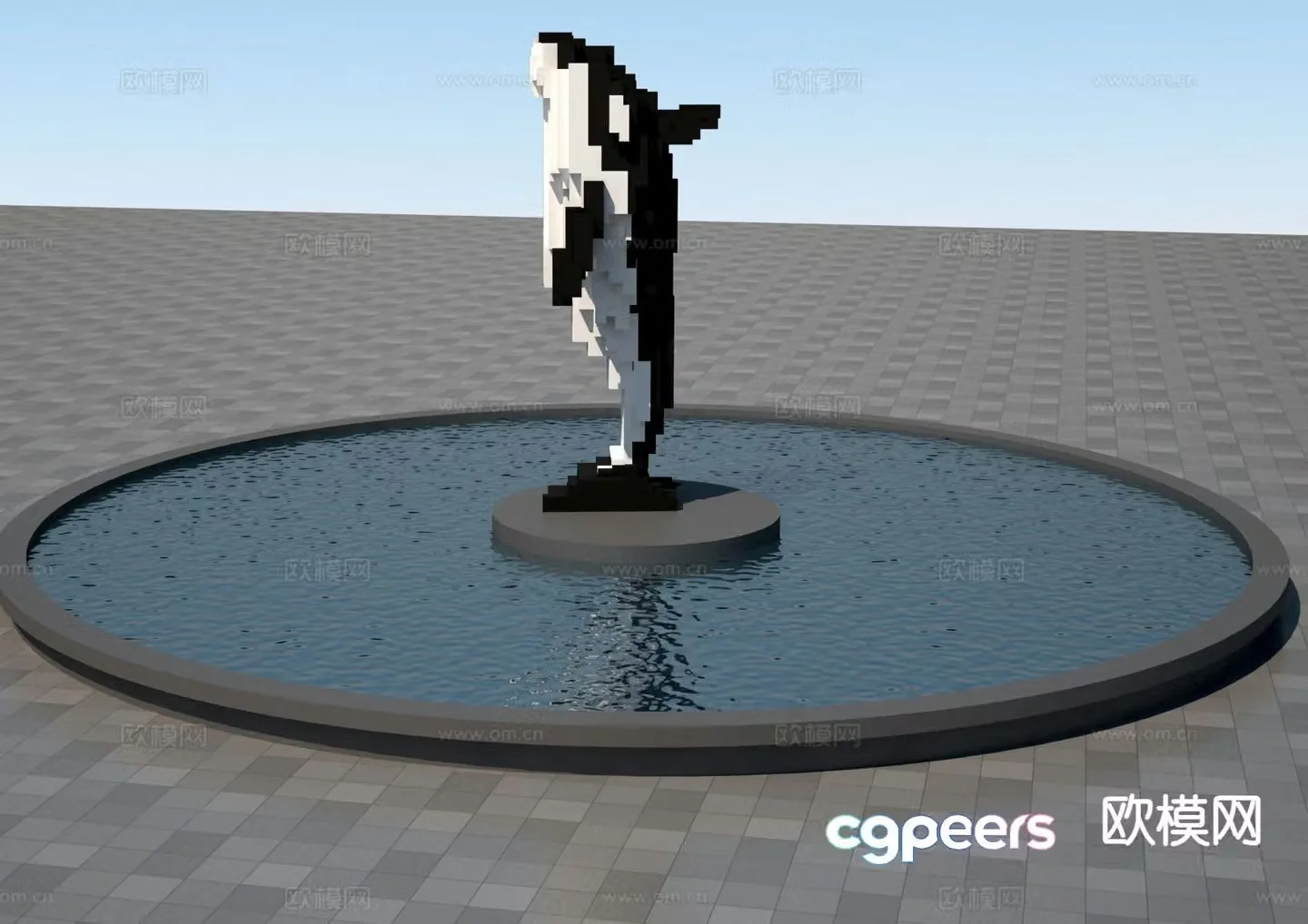 Cetacean pixel sculpture 3d model