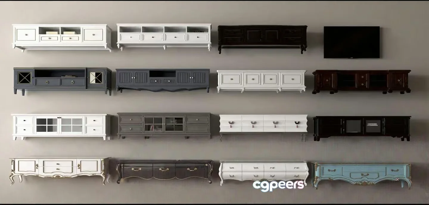 Various Tv Stands 3D Model – 3482 – VRAY Render