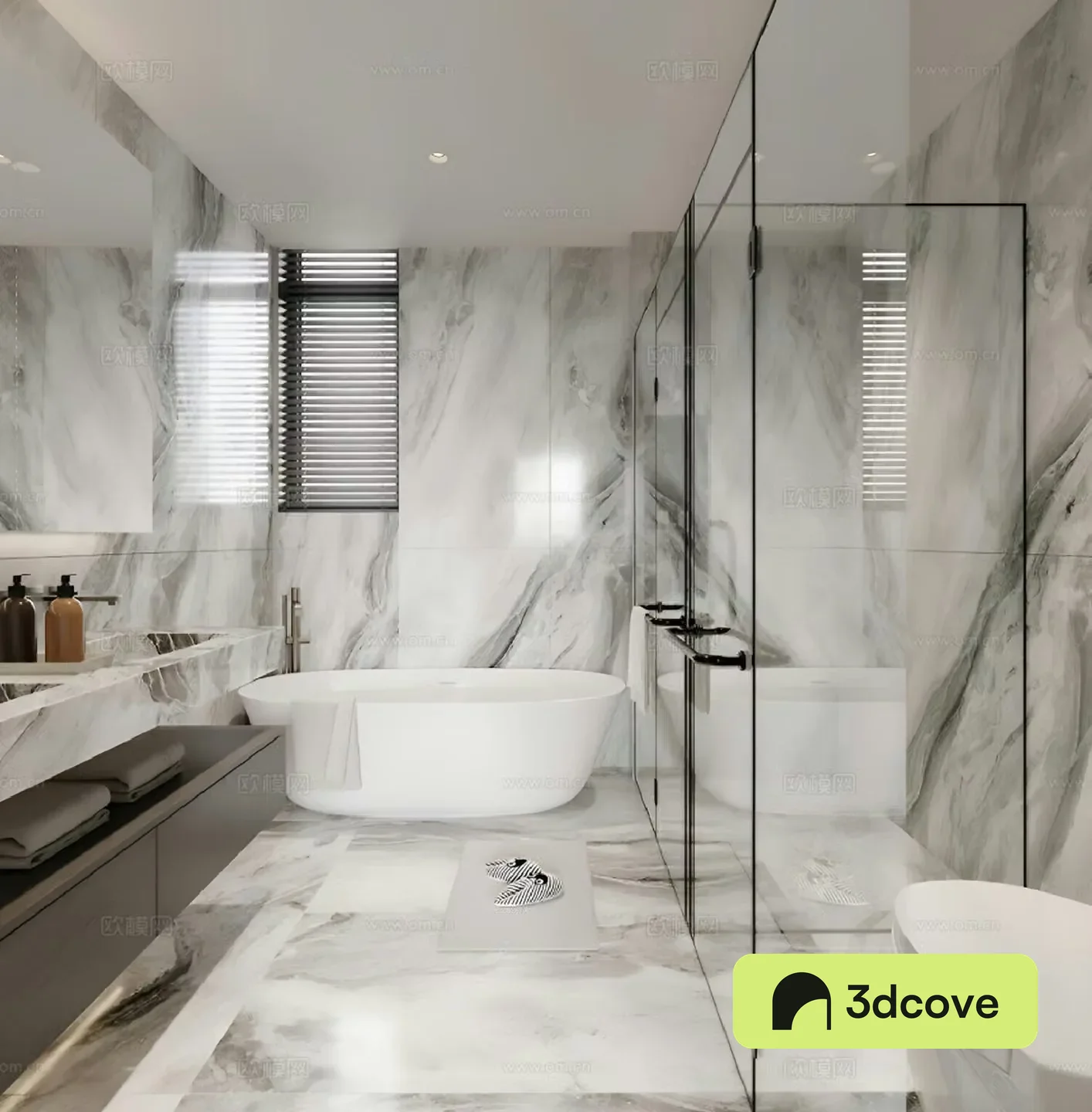Italian bathroom Bathtub Dry and wet bathroom