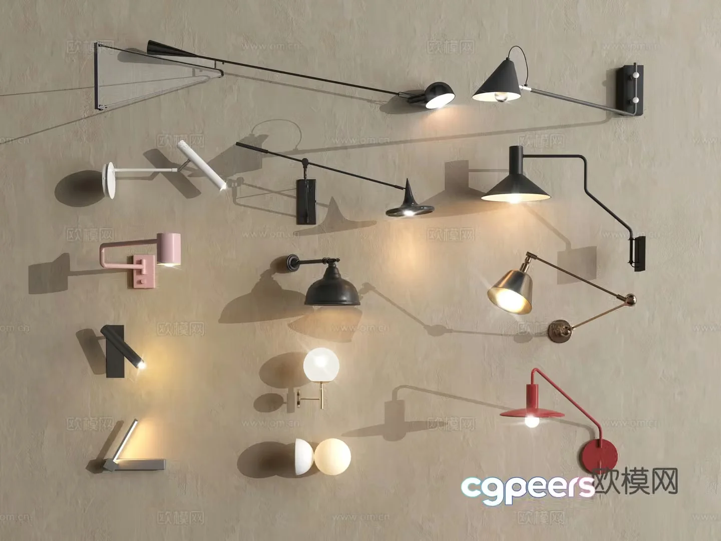 Wall lamp lamp lamp lamp circular wall lamp metal wall lamp 3d model