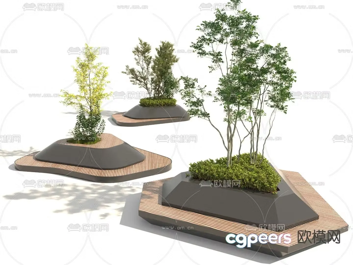 Plant tree pool seat landscape tree 3d model