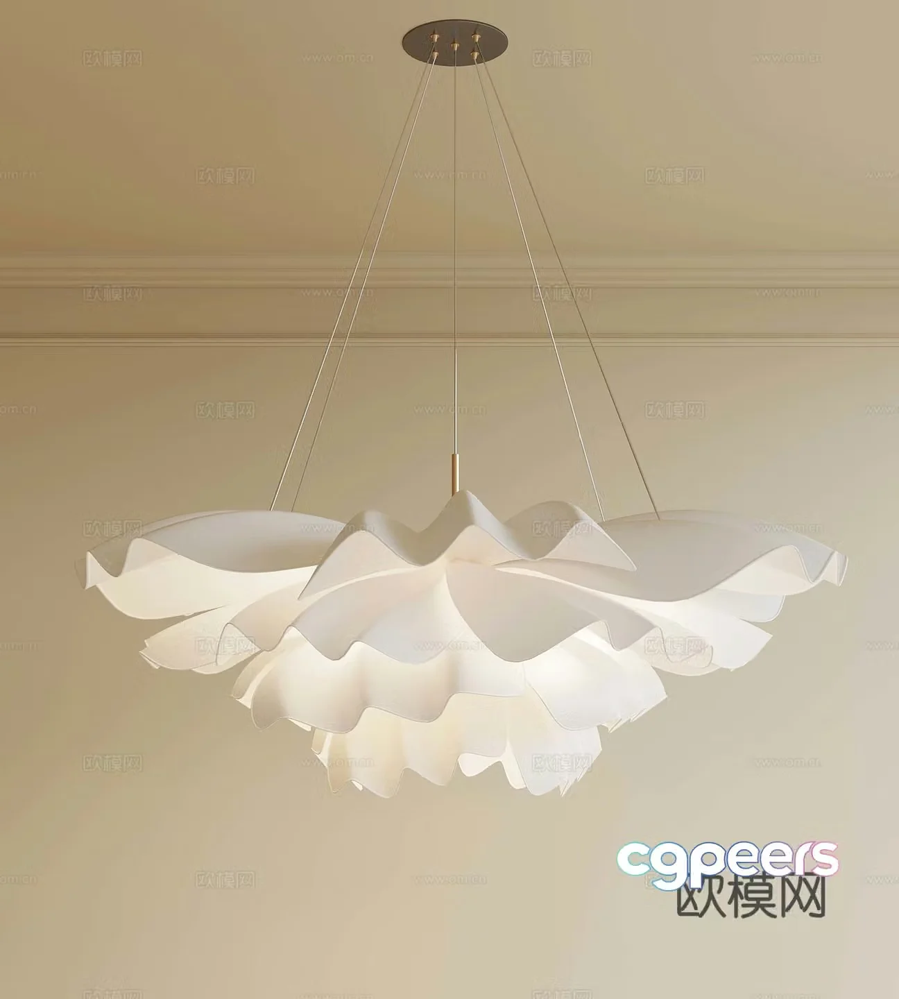 French Cream Style Chandelier Art Chandelier 3D Model