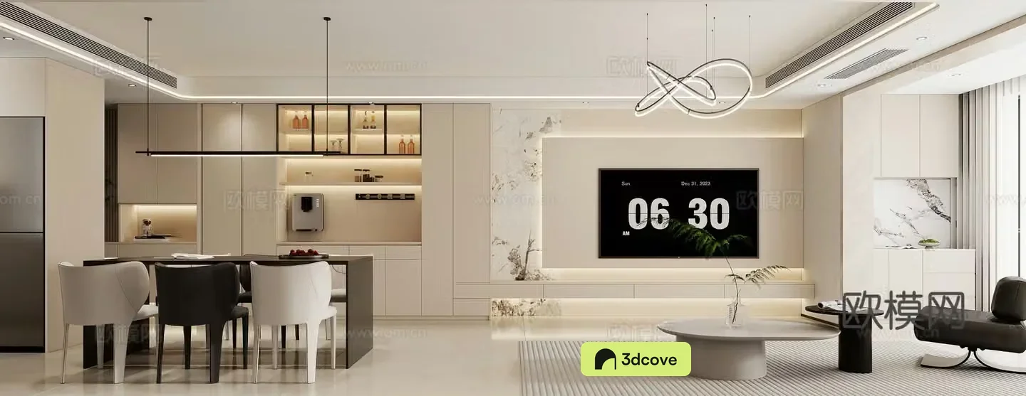 Modern living and dining room