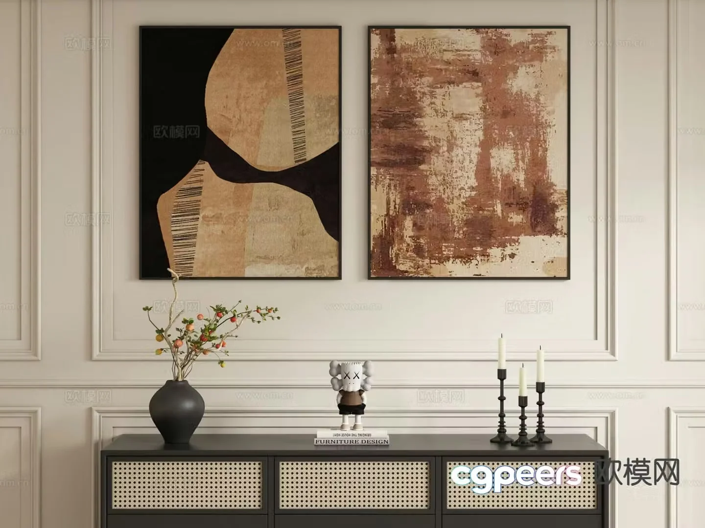 Medieval style art painting texture painting decorative painting 3d model