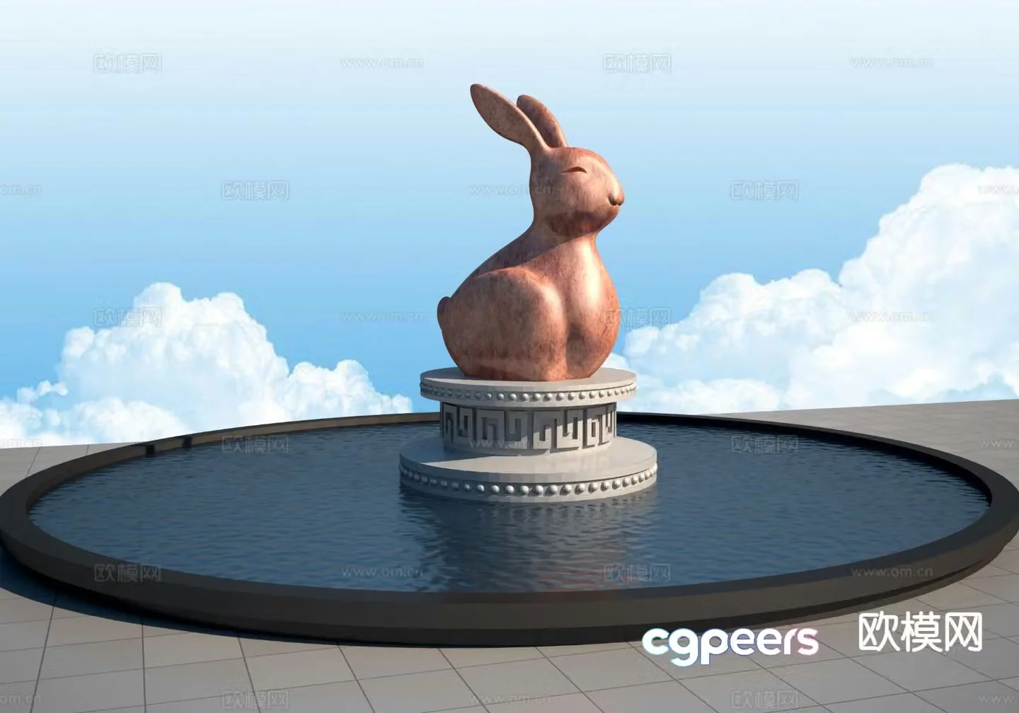 Zodiac rabbit sculpture 3d model