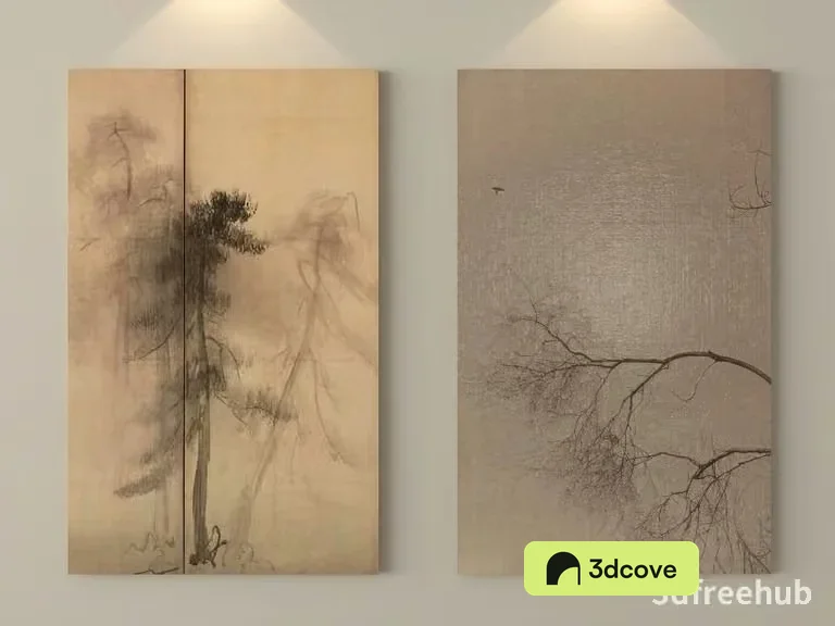 Two Paintings Of Trees
