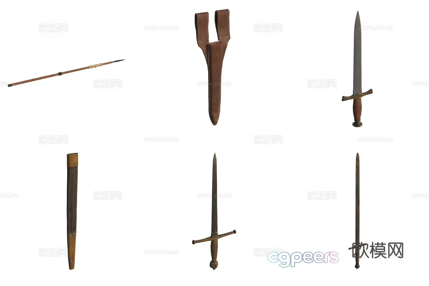 Weapon long sword scabbard spear scabbard 3d model