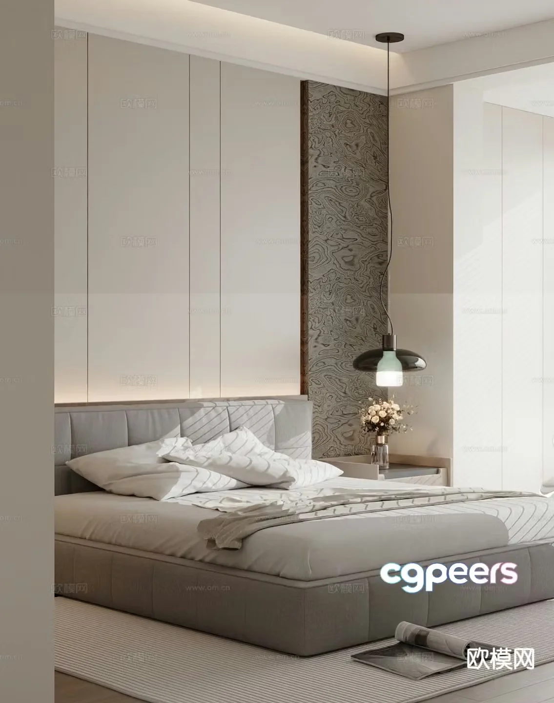 Modern double bed 3d model