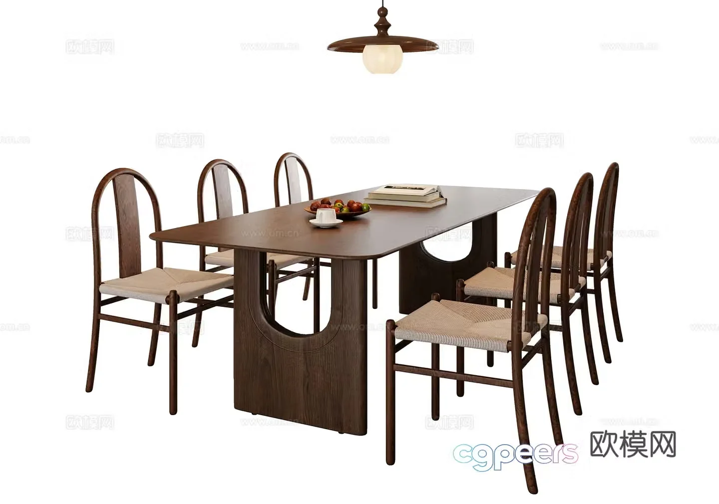 Medieval style dining table and chairs 3d model