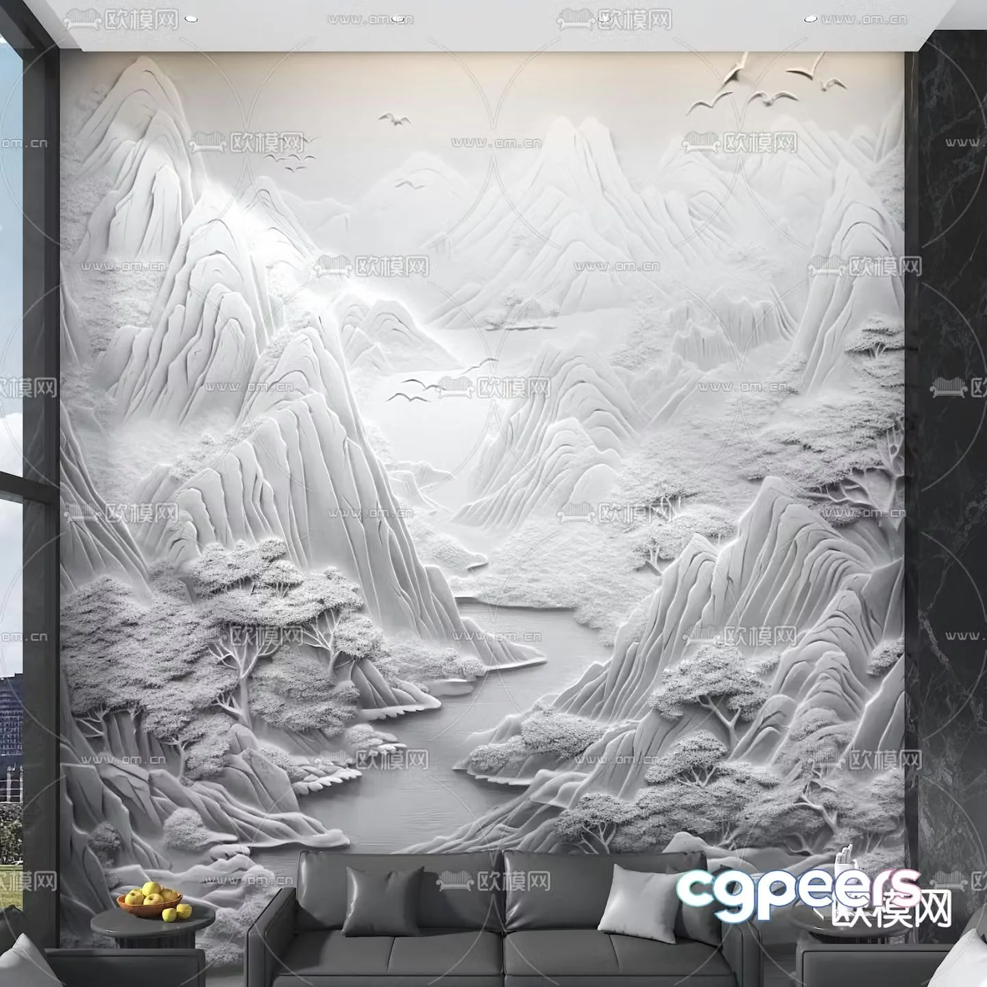 Landscape background wall modeling wall decorative wall 3d model