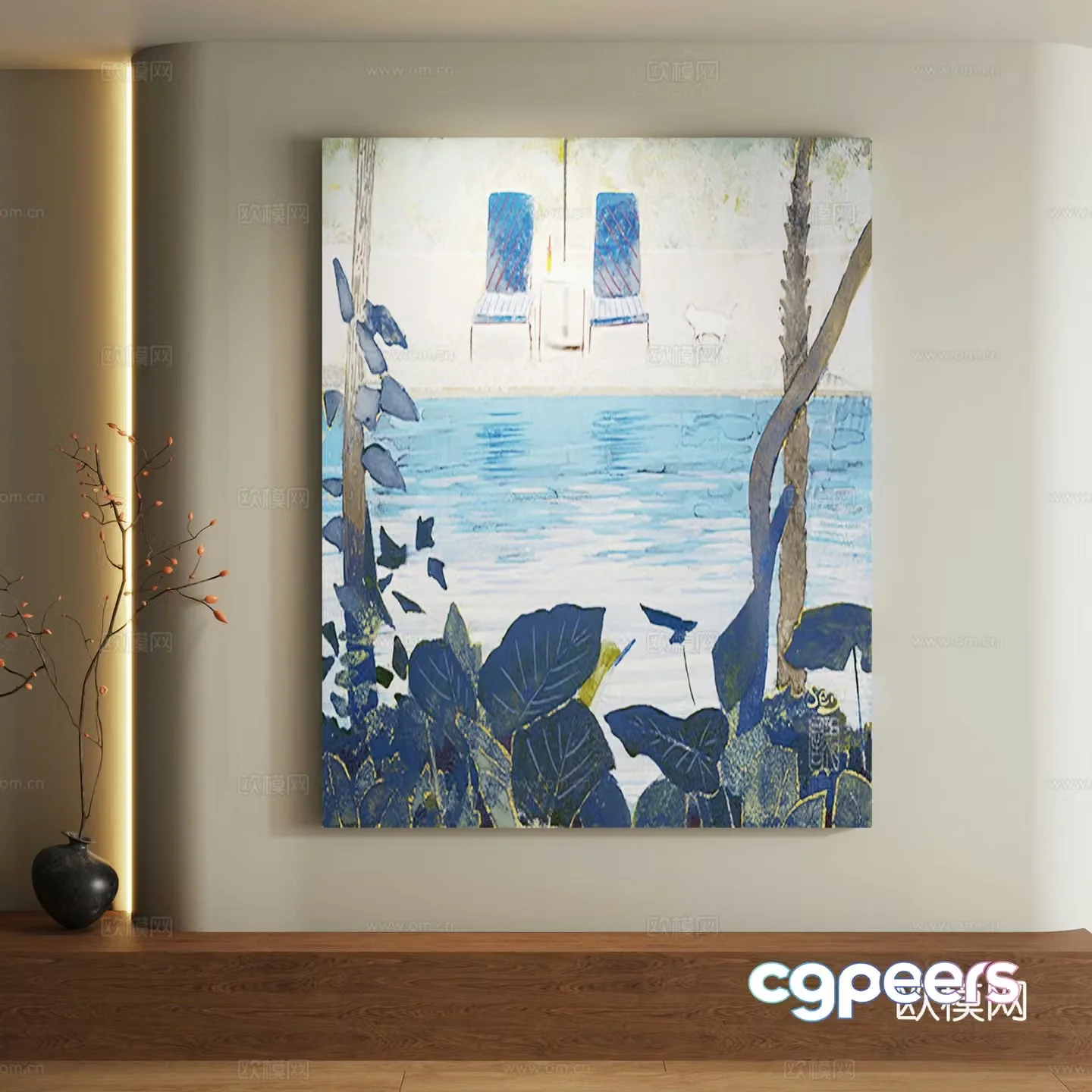 Modern abstract decorative painting 3d model