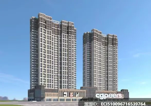 Two Tall Buildings 3D Model – 1159 – VRAY Render