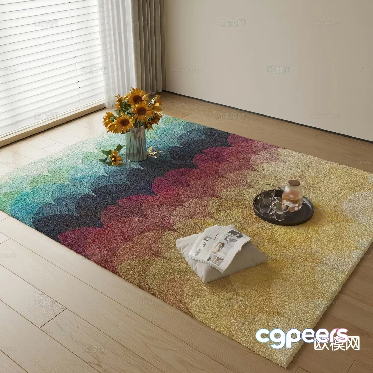 Modern fish scale carpet 3d model