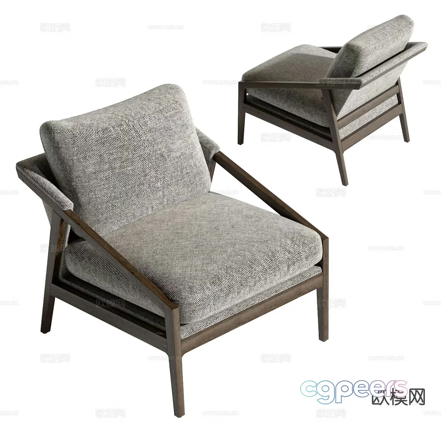 Wabi-sabi style single sofa 3d model
