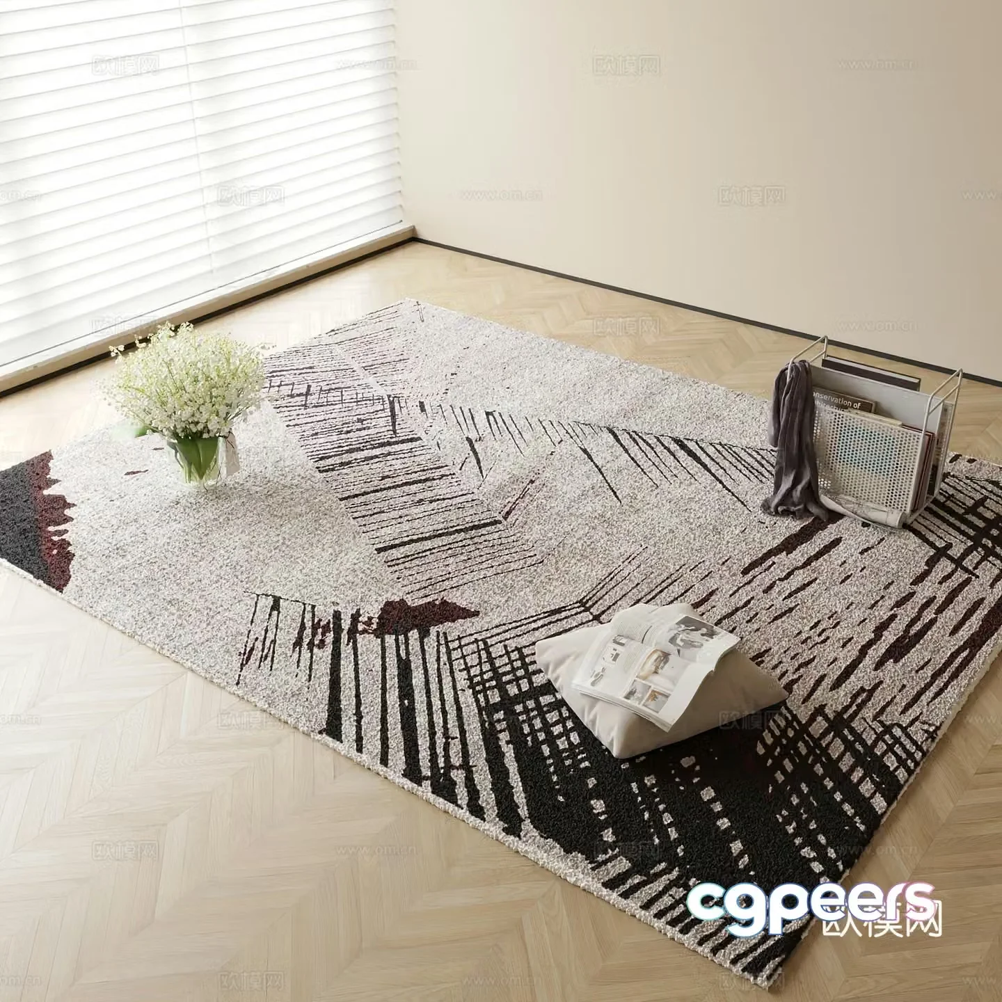 Modern carpet square rug 3d model