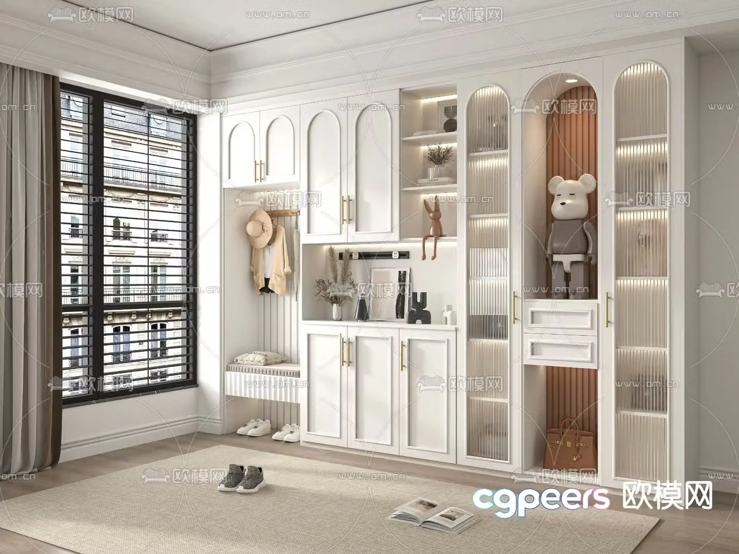 French shoe cabinet shoe and hat cabinet 3d model