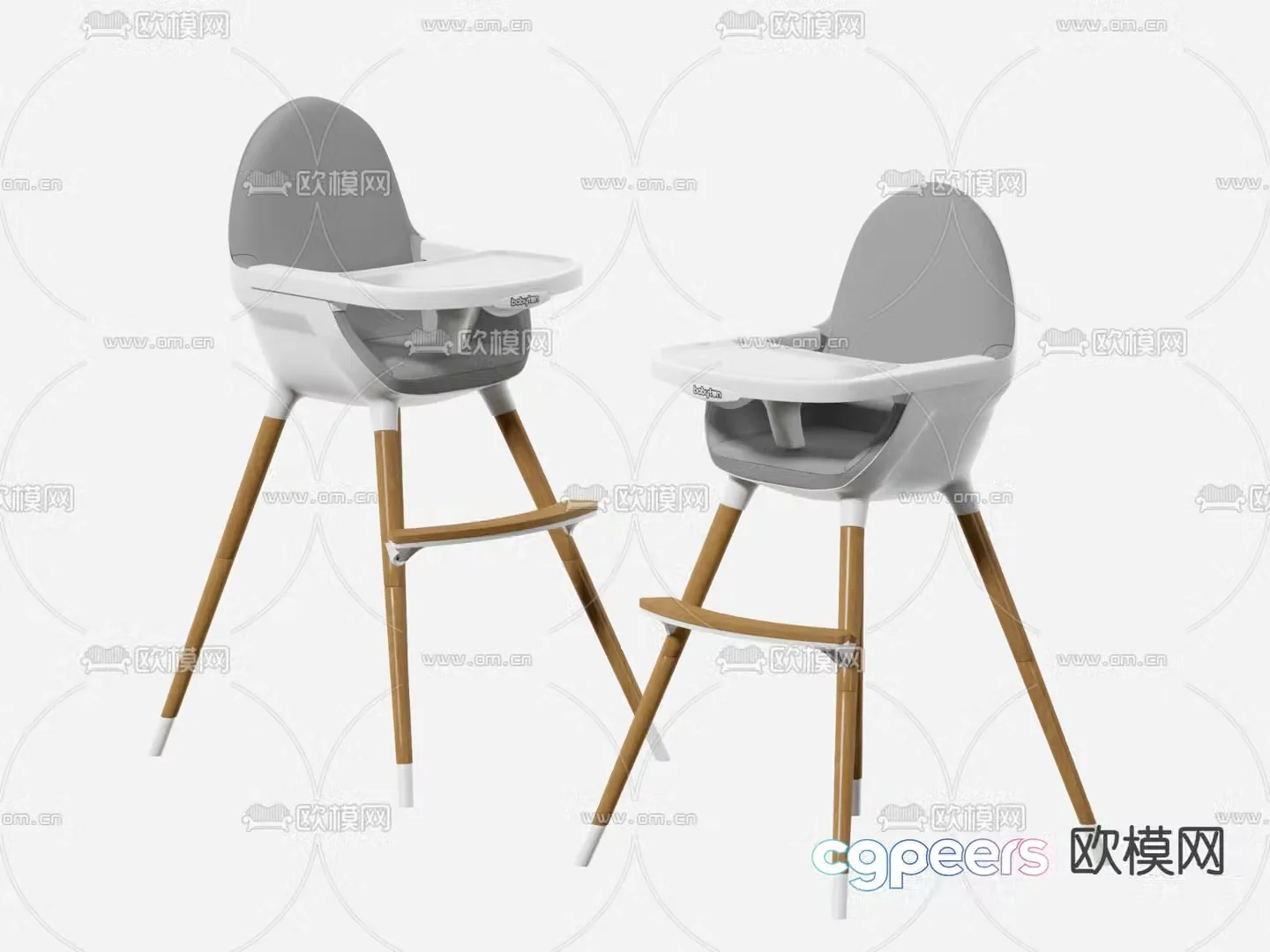 Nordic baby chair baby dining chair 3d model