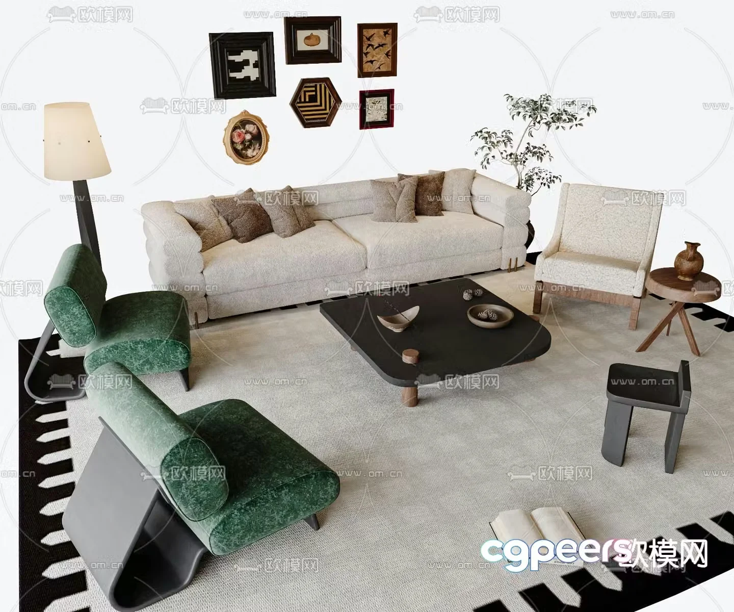 Medieval style modular sofa 3D model