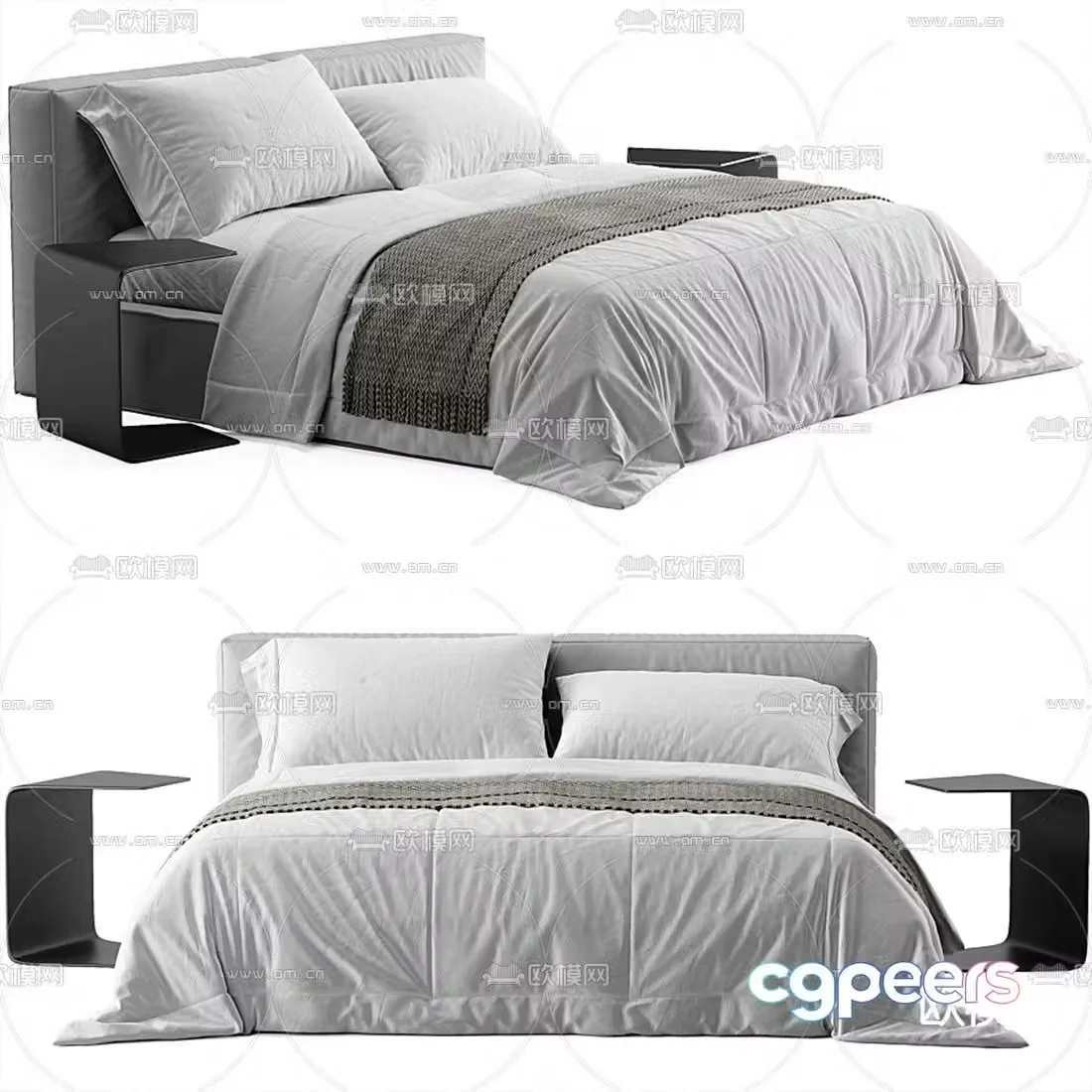 Meridiani modern fabric double bed 3d model