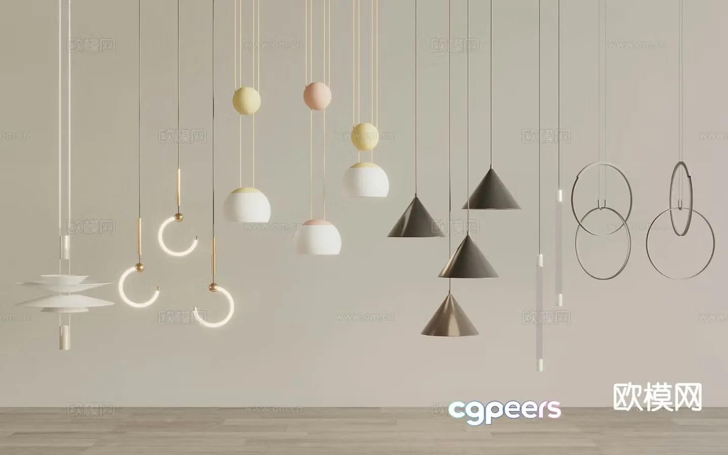 Cream style small chandelier 3d model
