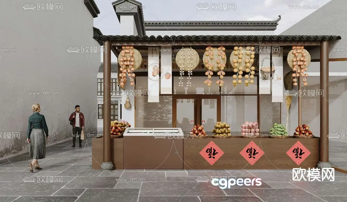 Scenic area food stall folk sketch 3D model