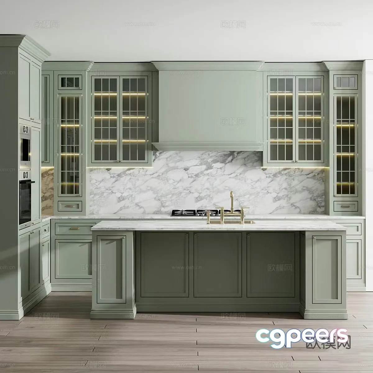 Cabinet combination Central kitchen Kitchen equipment 3D model