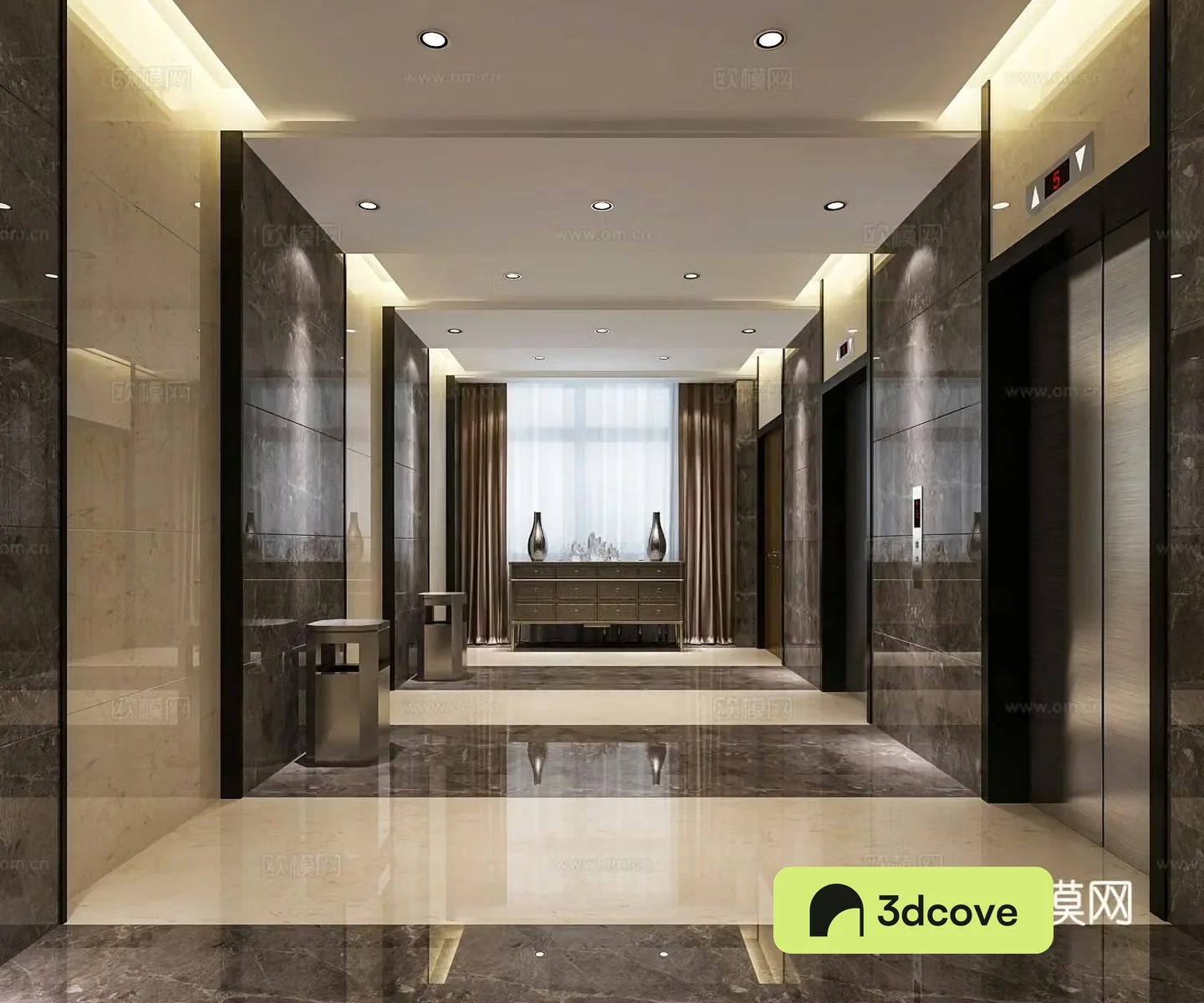 Hotel elevator room elevator hall