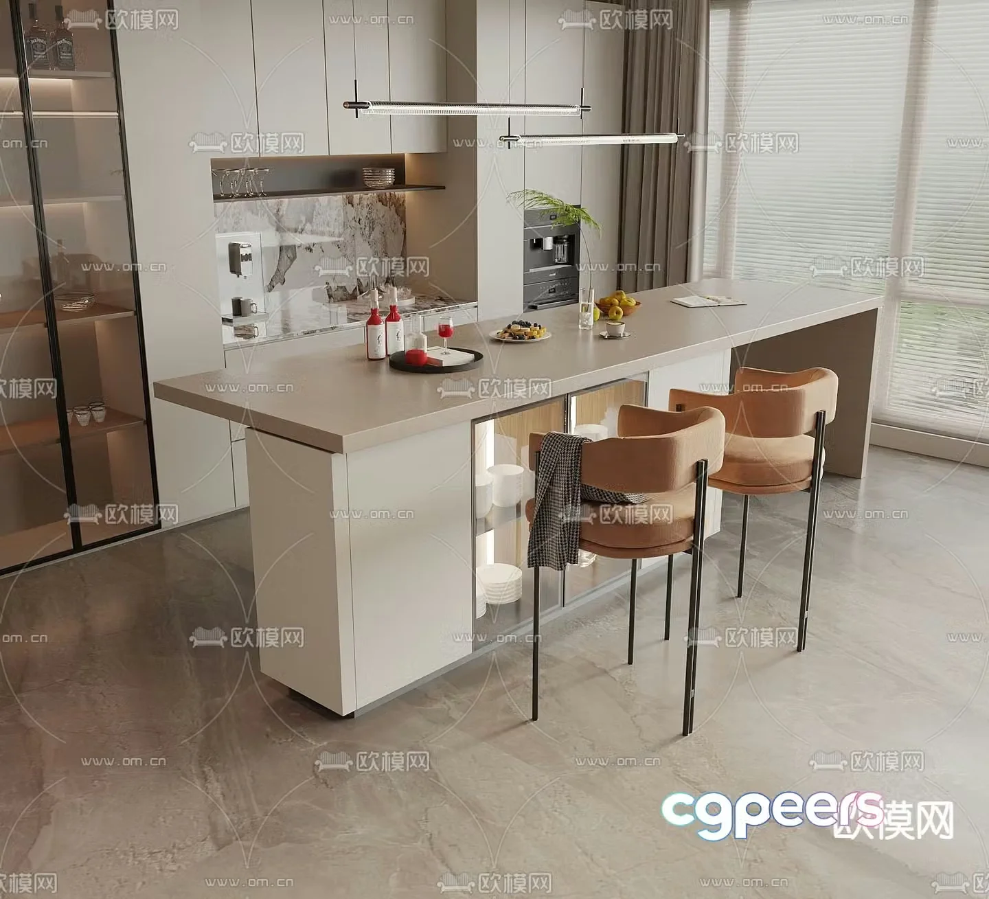 Modern bar island table 3D model