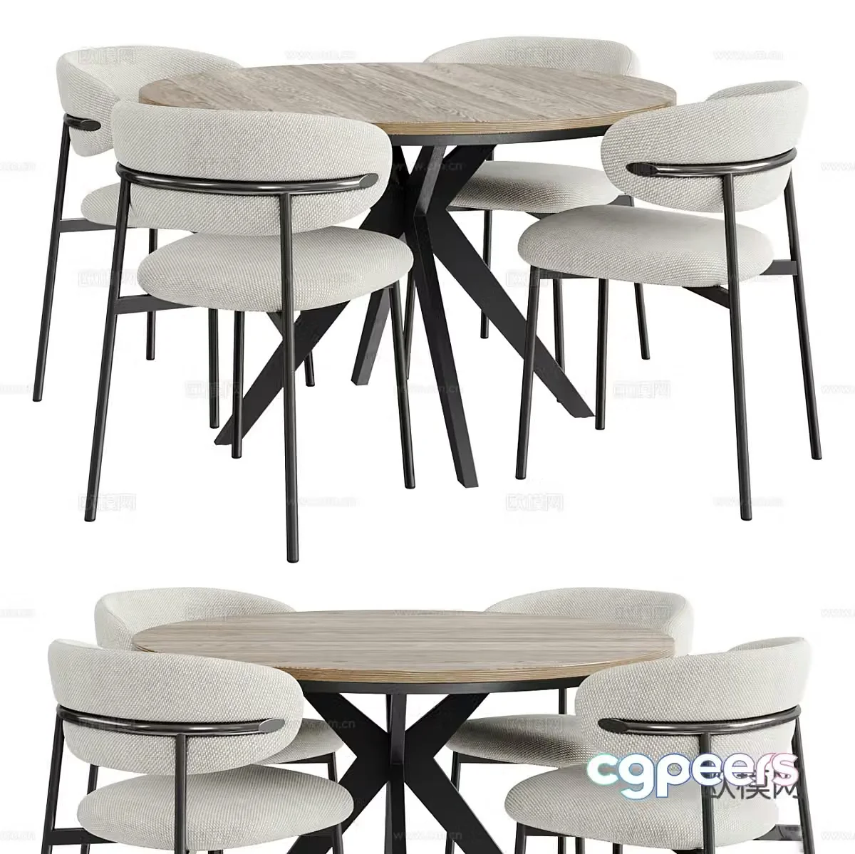 New Chinese dining table and chair 3D model