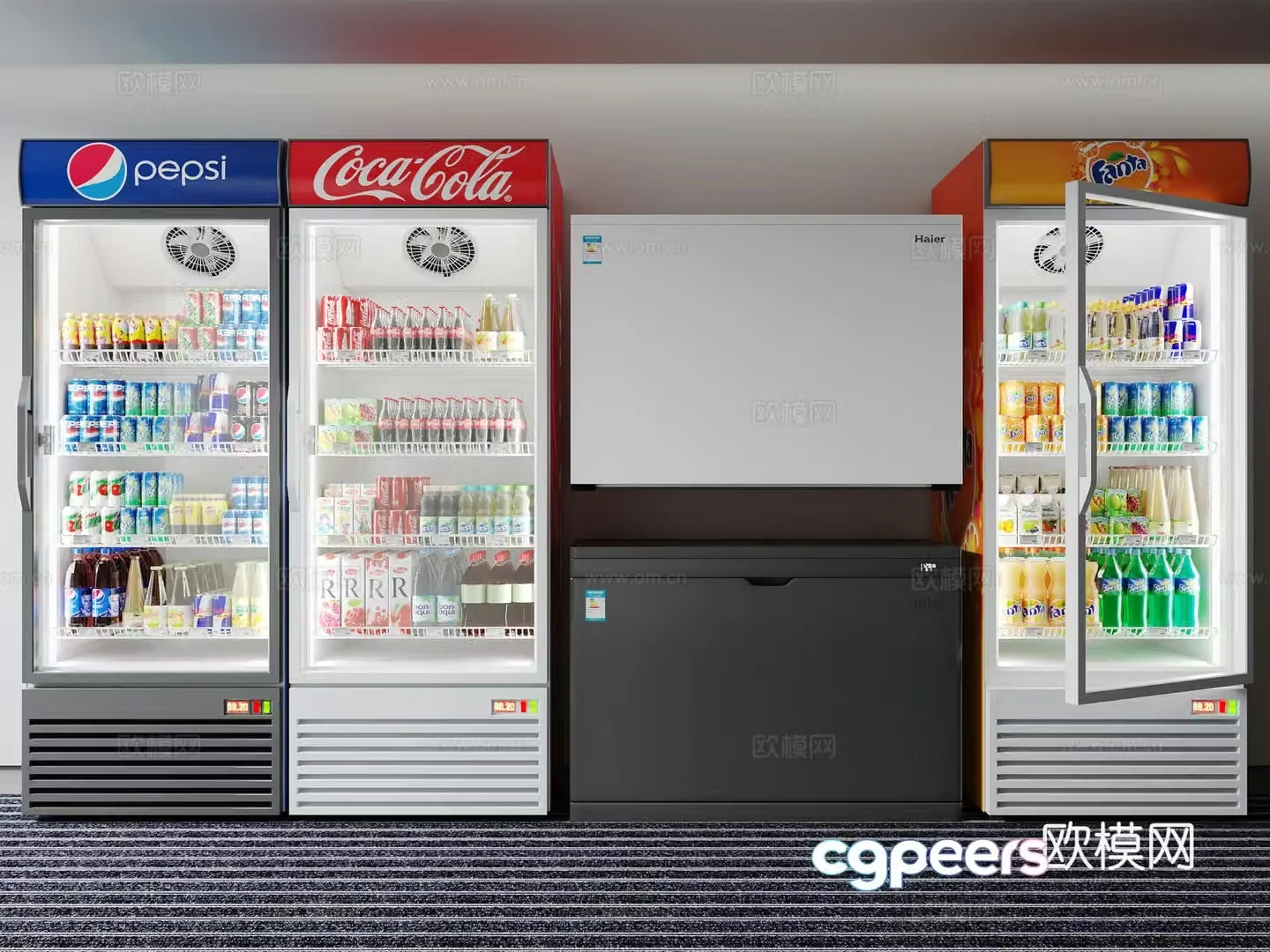 Commercial Freezer Refrigerator 3d model