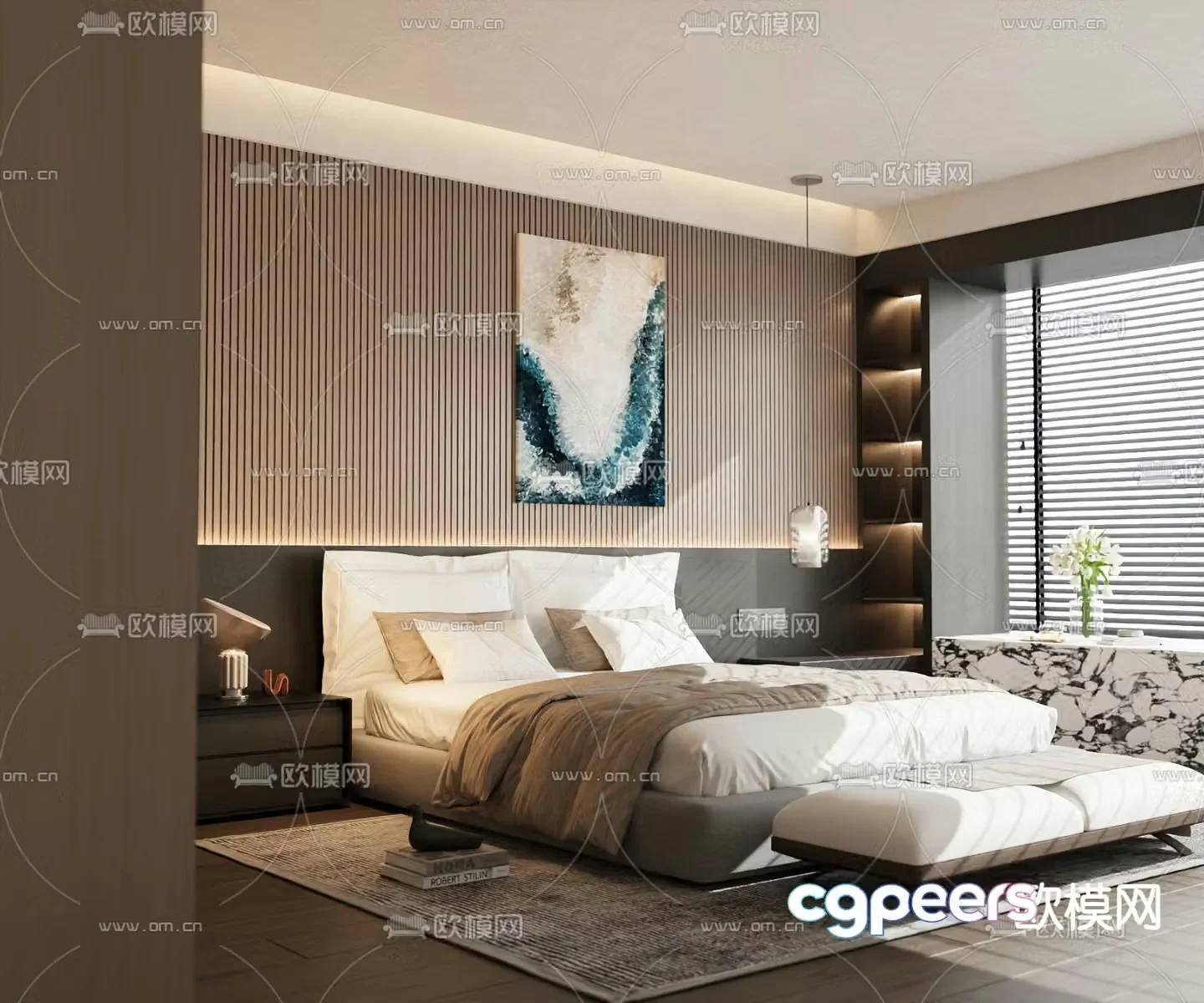 Modern double bed 3d model