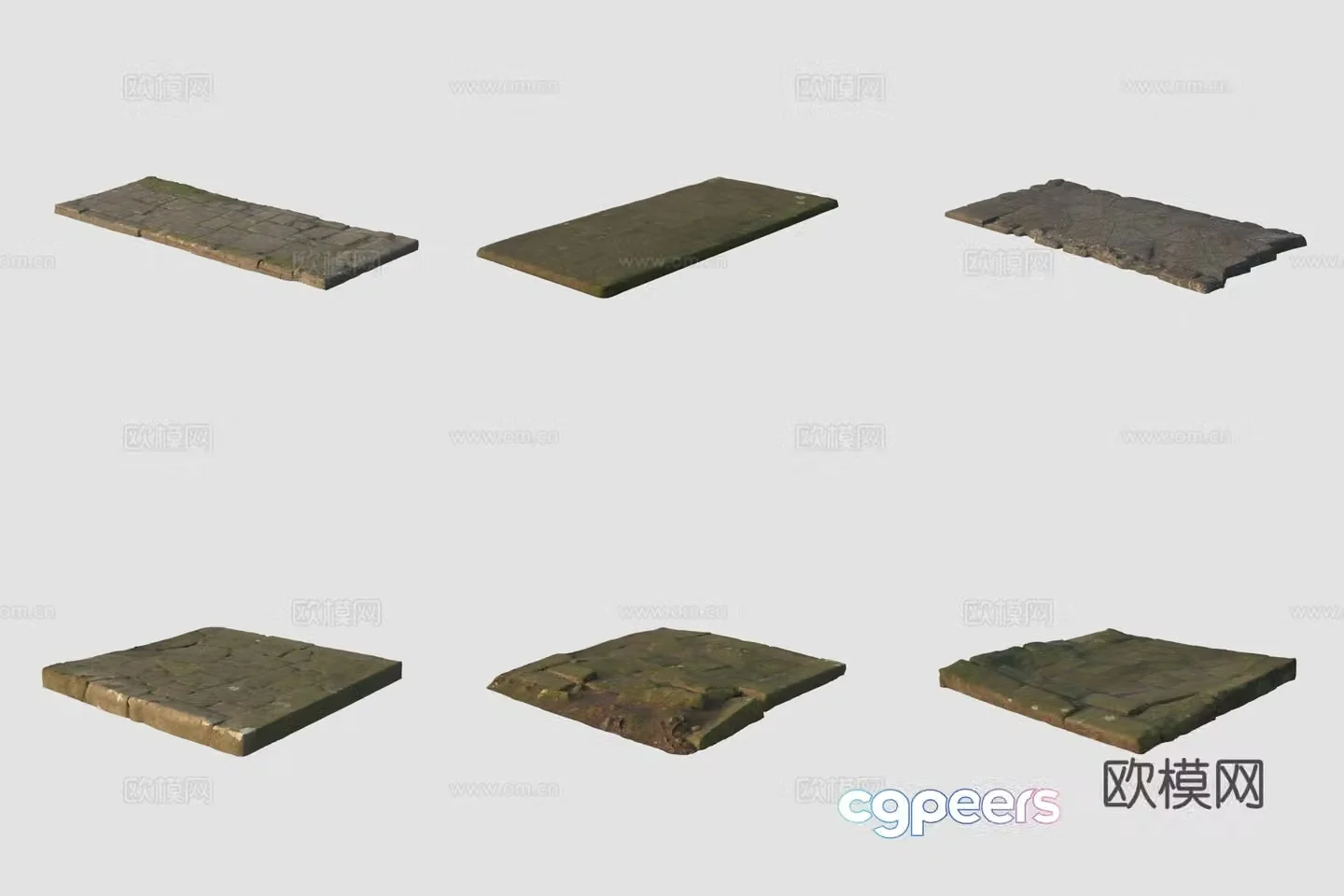 Ancient stone slab road 3D model
