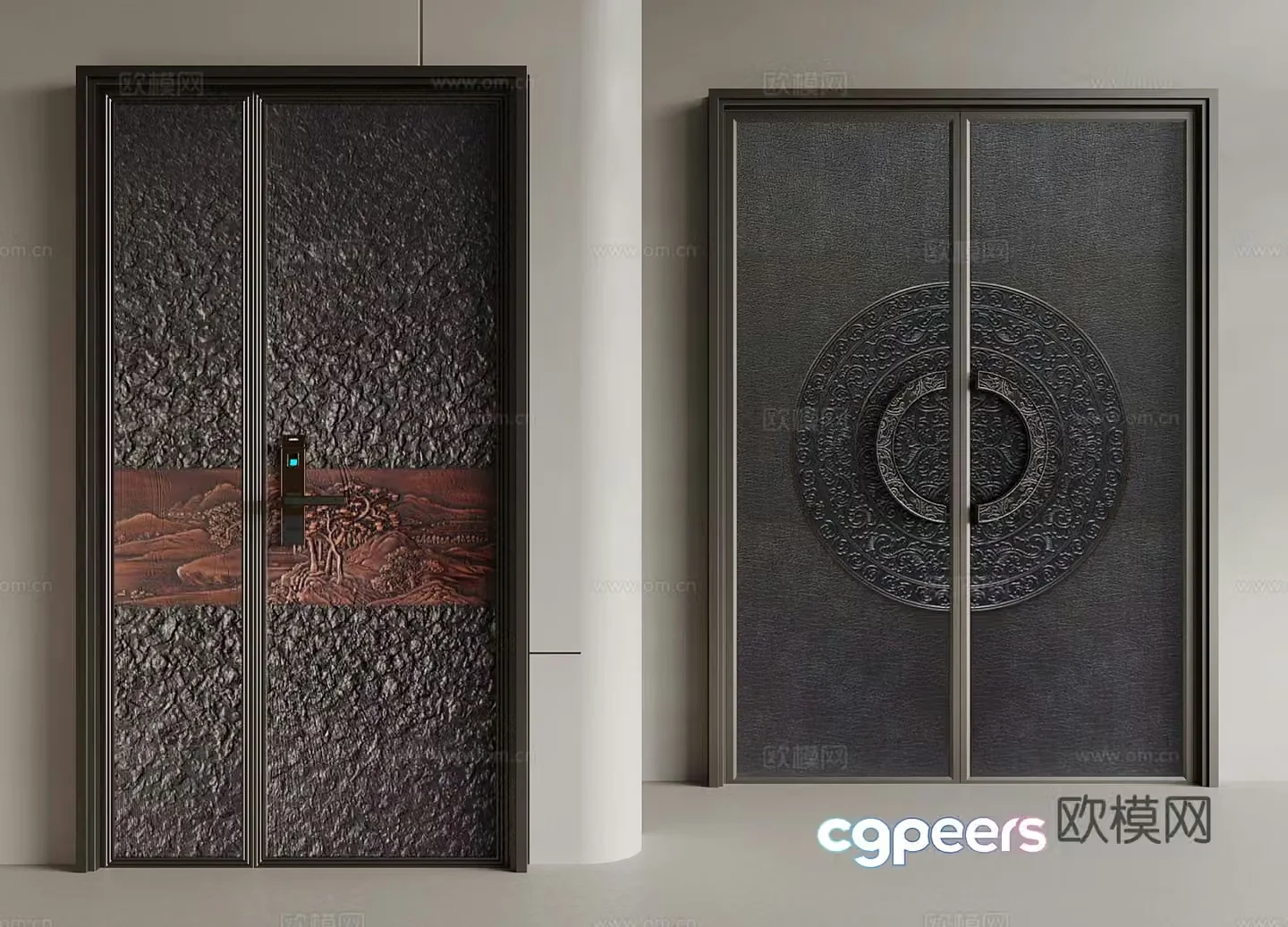 Door New Chinese style double-opening door mother and child door 3D model