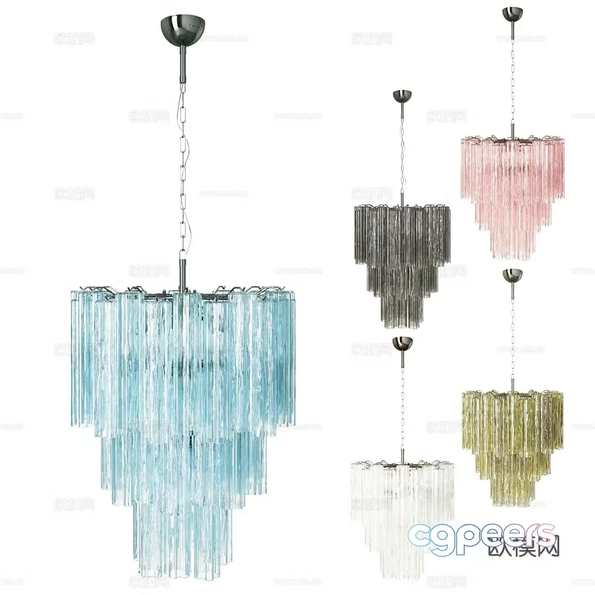 Modern light luxury chandeliers 3d model