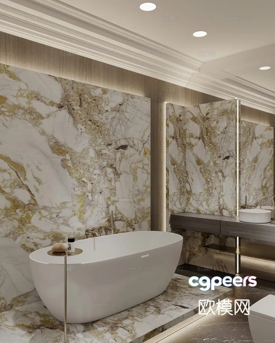 Modern light luxury bathroom 3D model