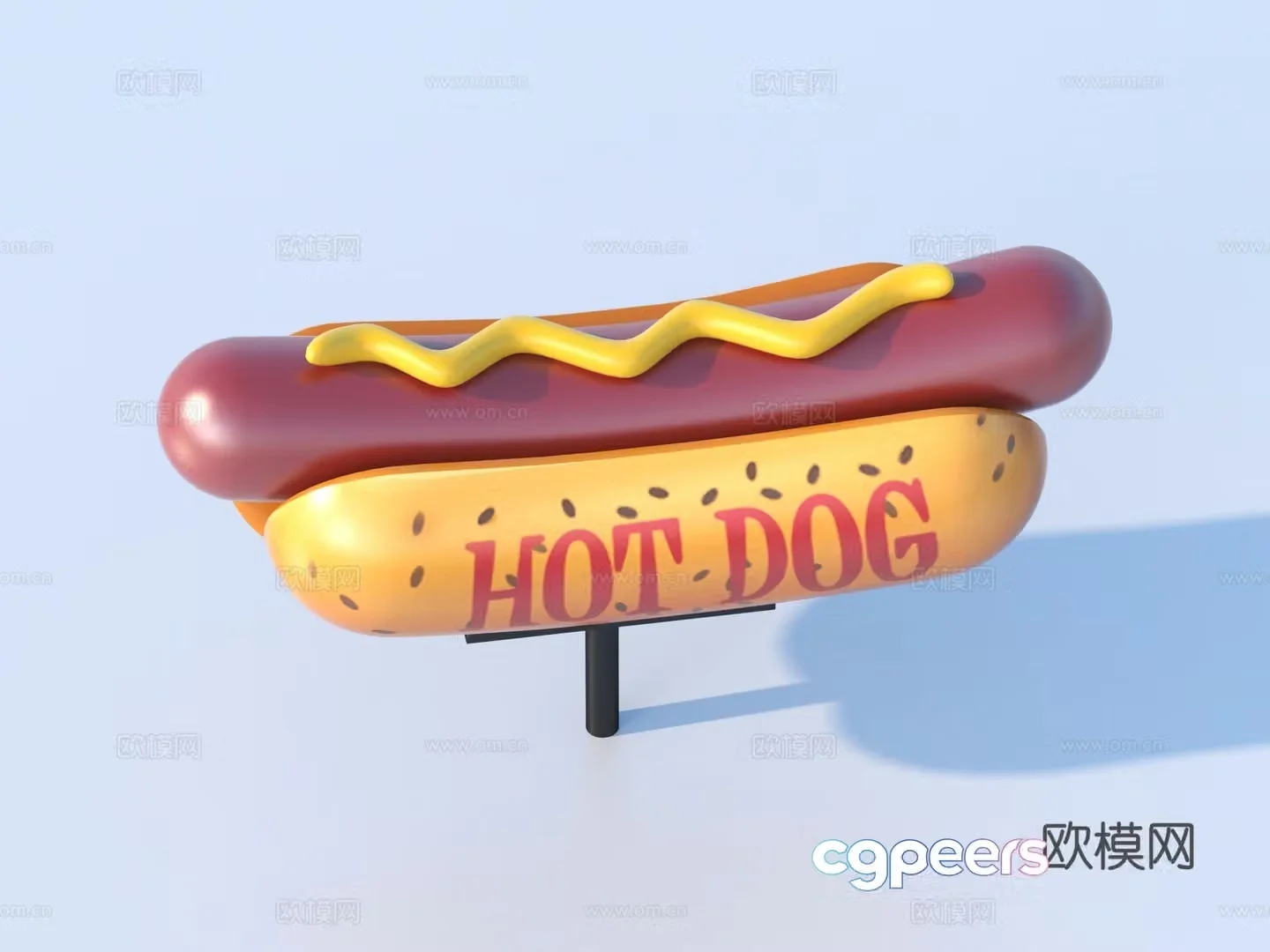 Cartoon Food Hot Dog 3d Model
