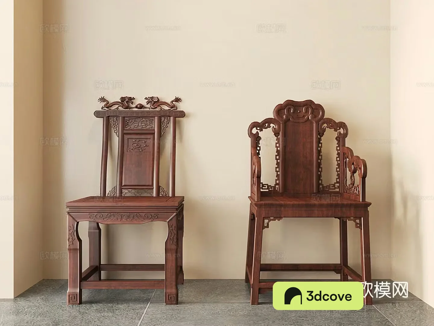 Chinese solid wood sifang Taishi chair carved chair Ruyi single chair armchair