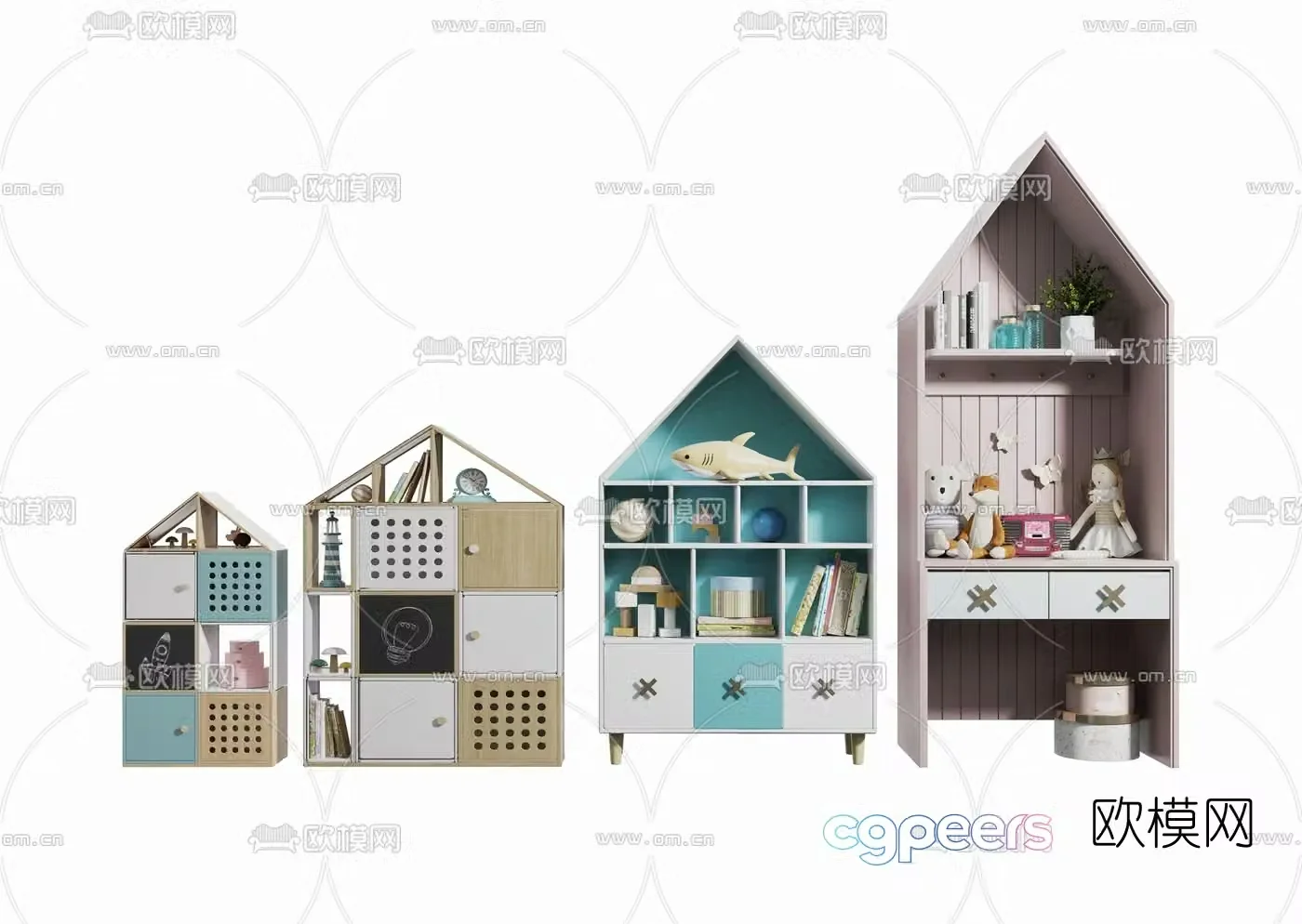 Modern children’s cabinet toy cabinet 3d model