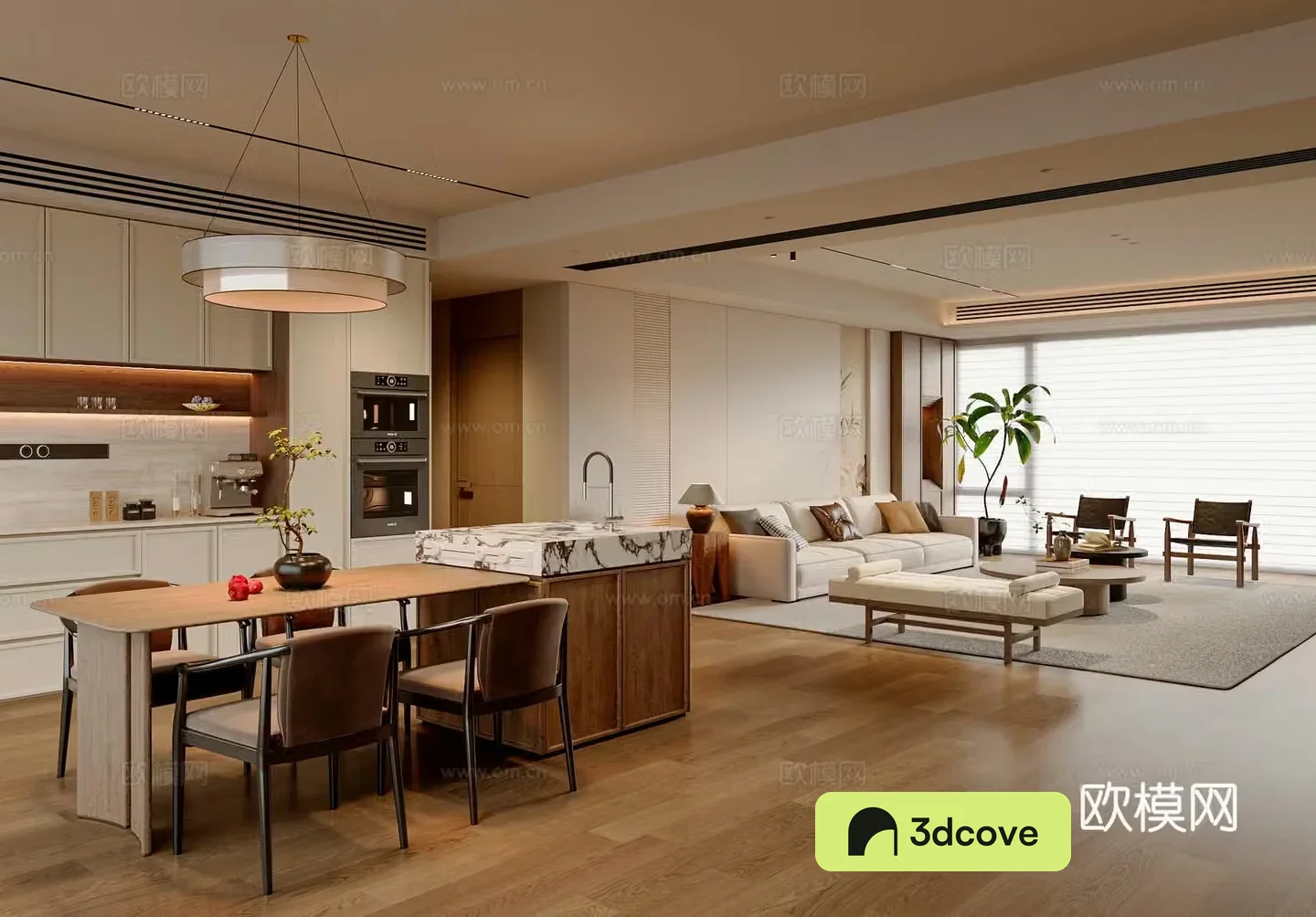 New Chinese style living and dining room