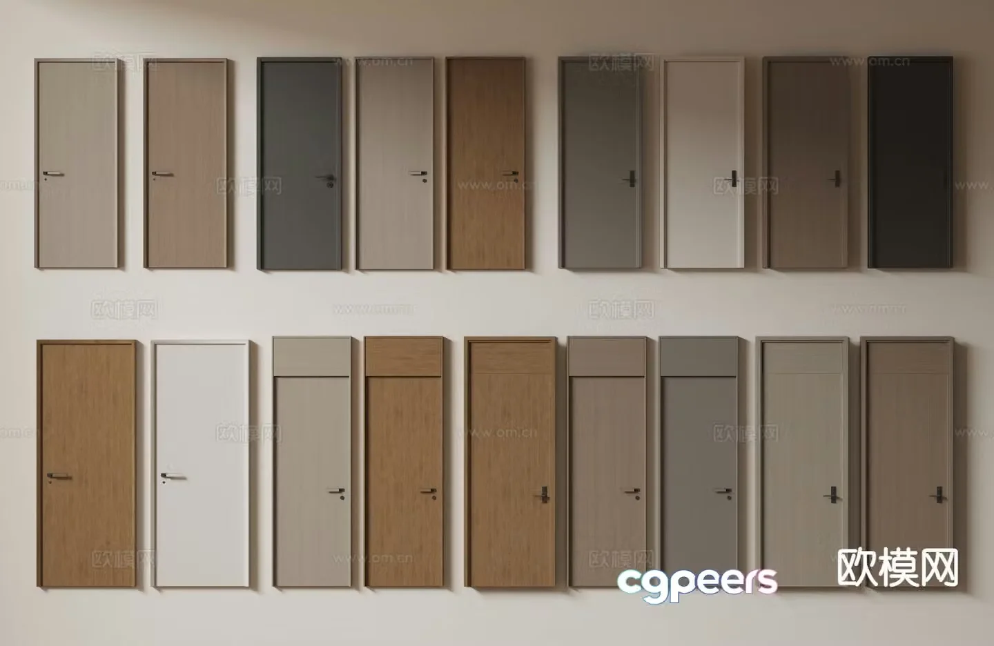 Modern single door room door bedroom door flat door 3d model