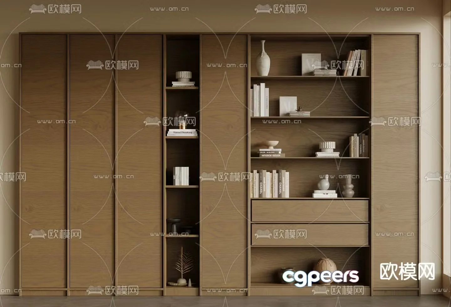 Medieval style bookcase decorative cabinet storage cabinet 3D model