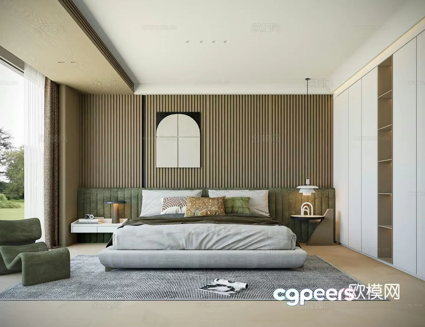 Modern minimalist bedroom 3d model