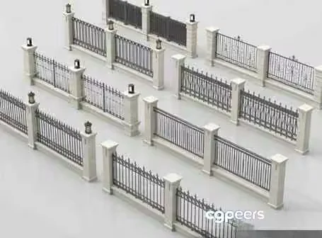 Black Metal Fence 3D Model – 19082 – VRAY Render